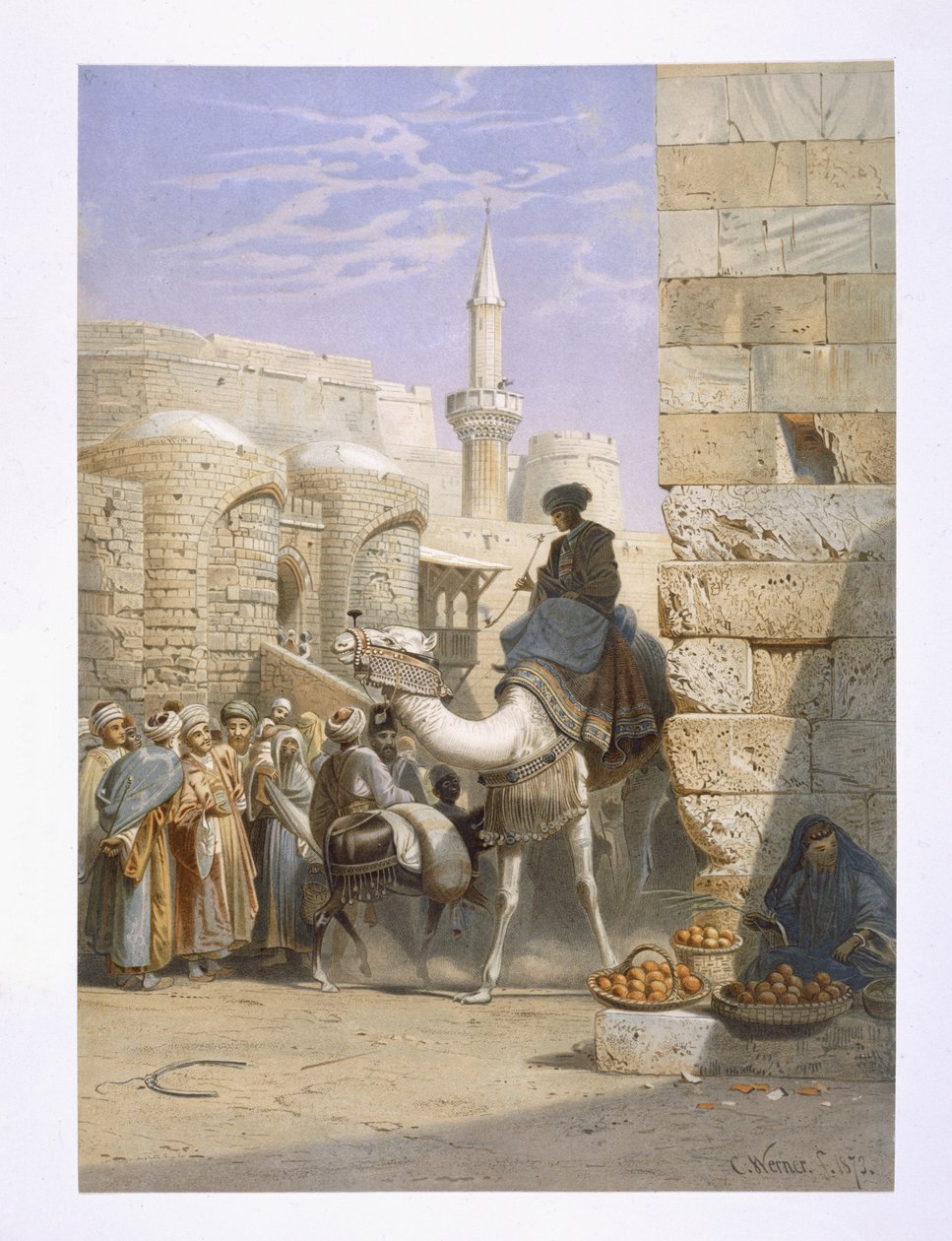 Straatleven in Caïro door Carl Friedrich Heinrich Werner