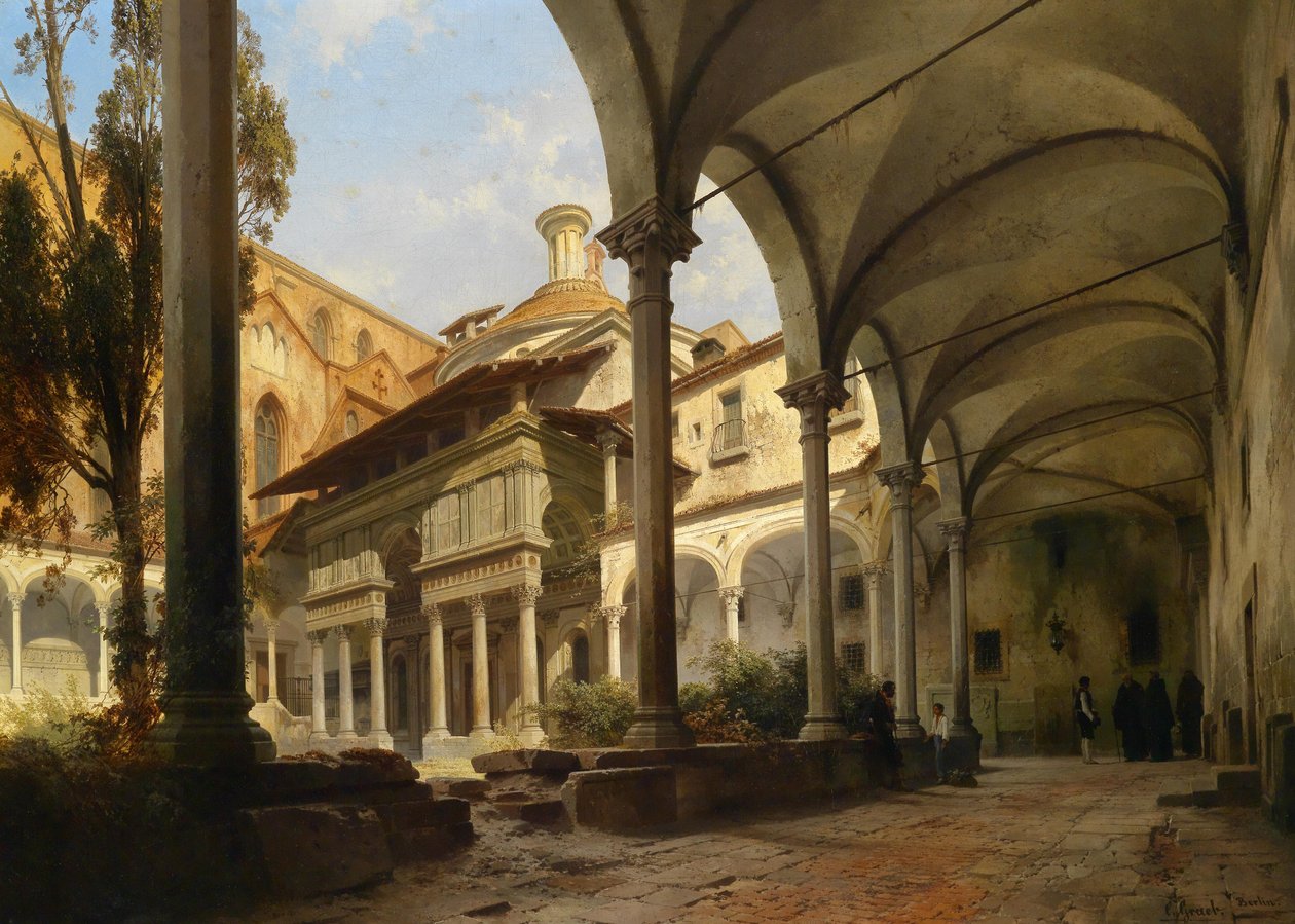 Hof met Capella Pazzi door Carl Graeb