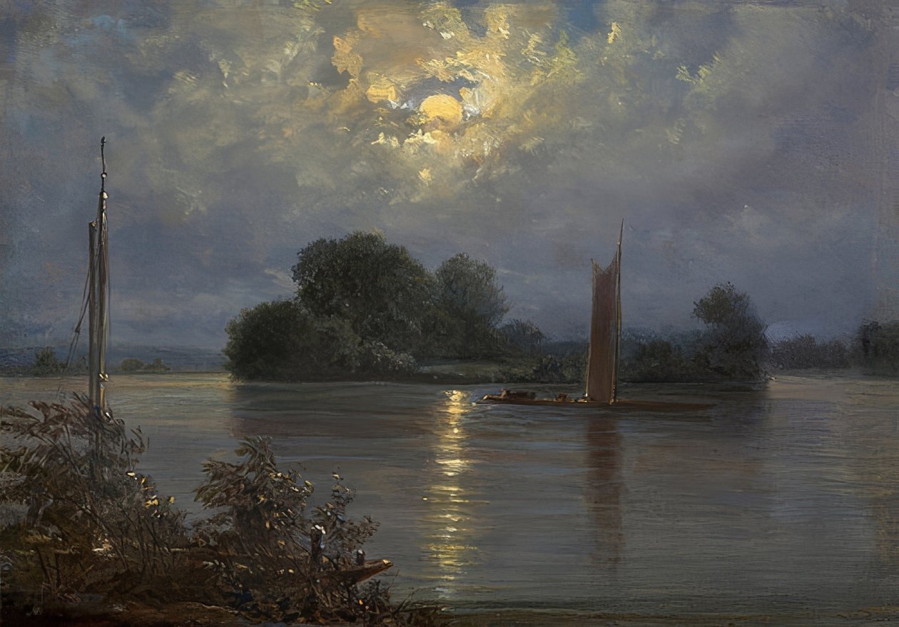 Volle maan bij Pillnitz door Carl Gustav Carus