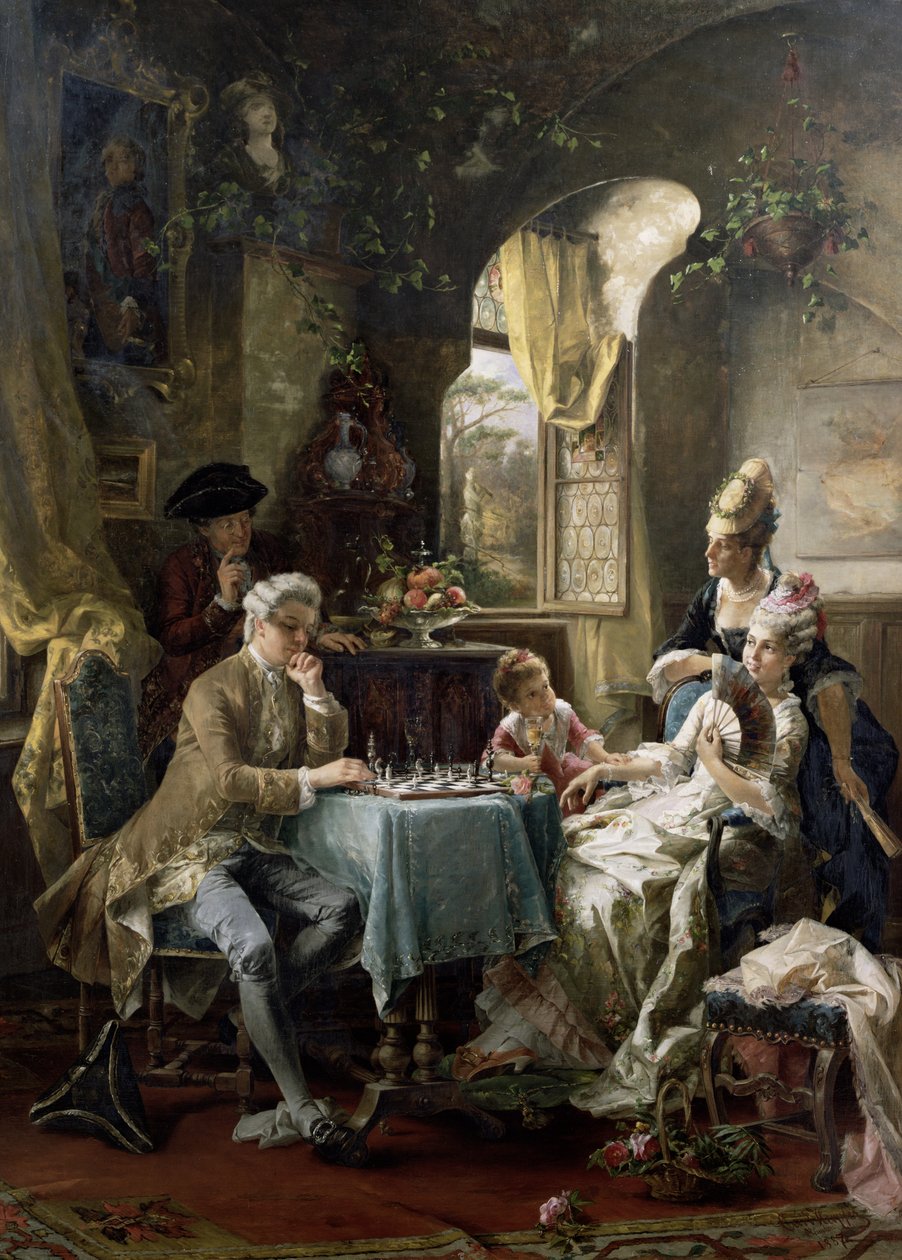 De schaakspelers, 1887 door Carl Herpfer
