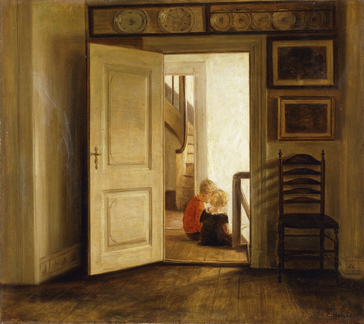 Kinderen in een Interieur door Carl Holsoe