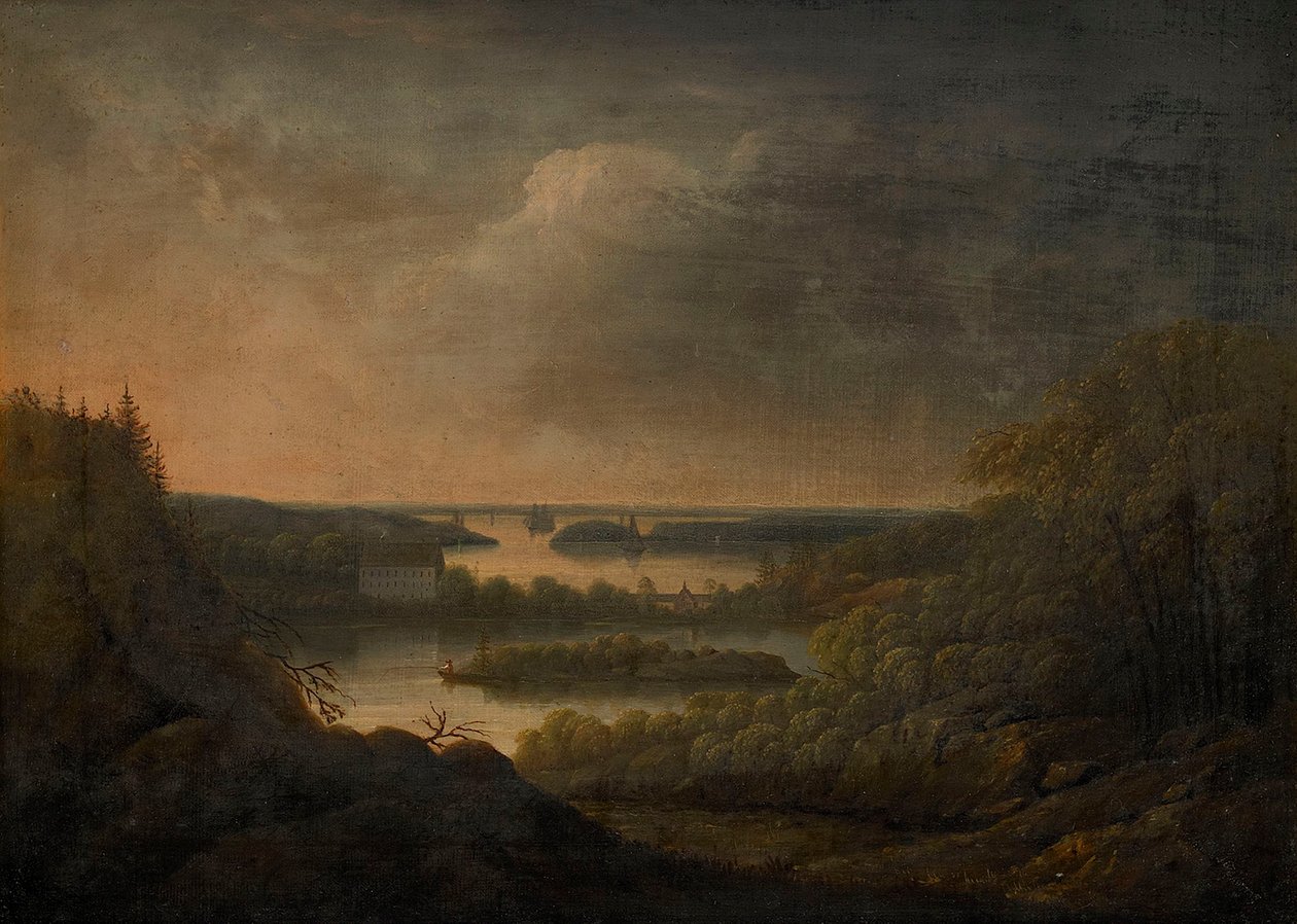 Uitzicht op Velamsund Manor door Carl Johan Fahlcrantz