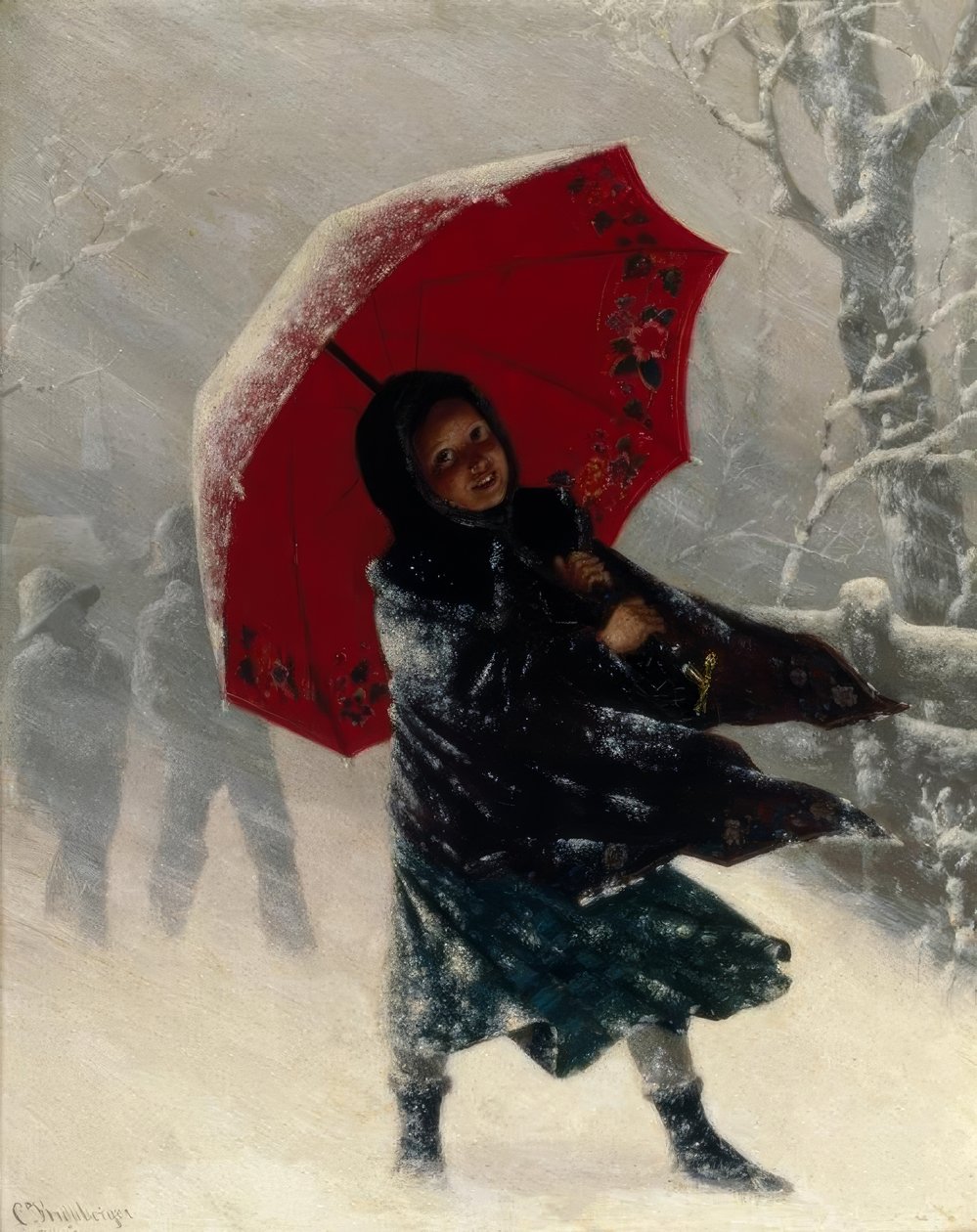Kinderen in de sneeuwstorm door Carl Kronberger