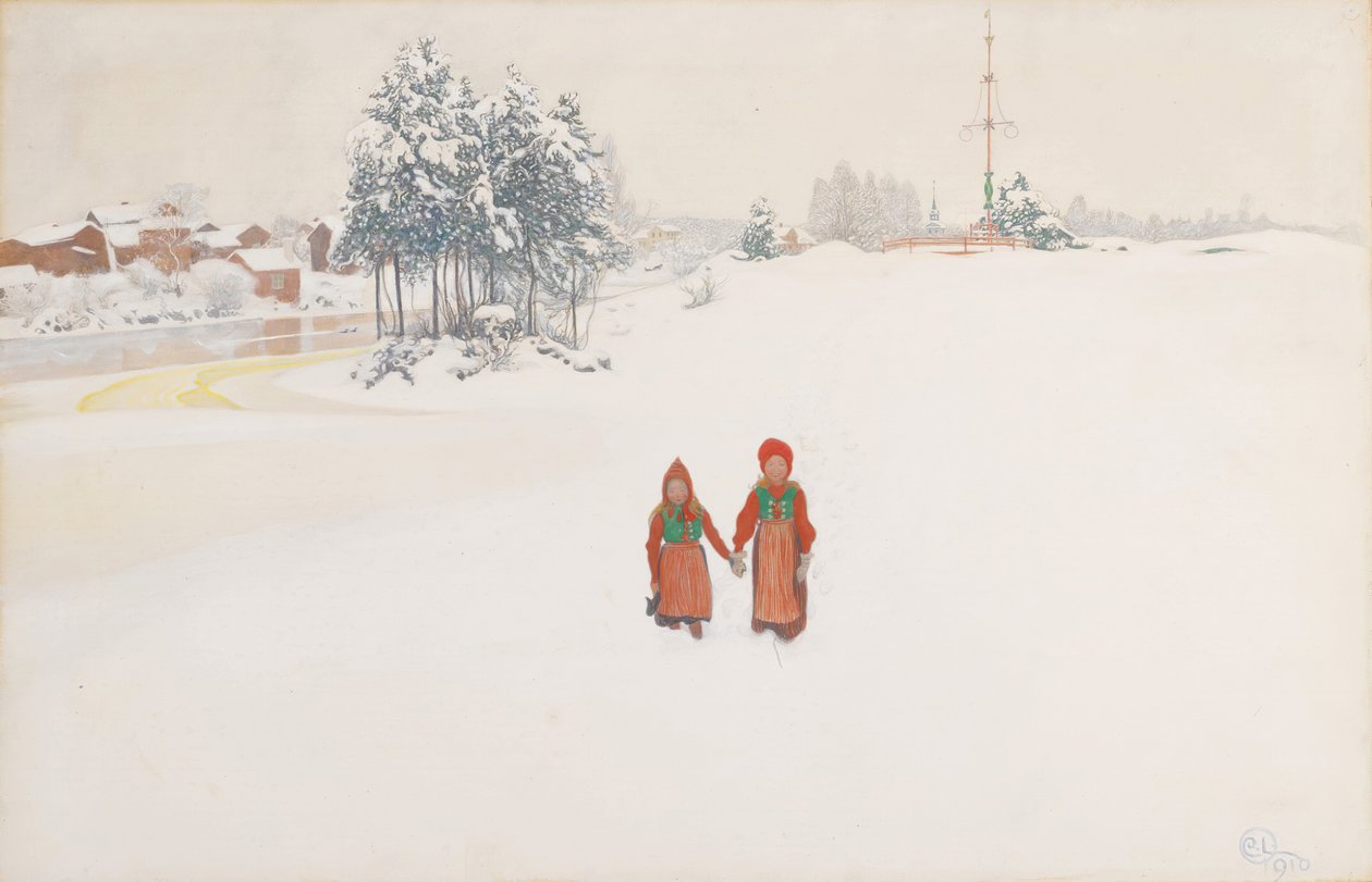 In de Sneeuw door Carl Larsson