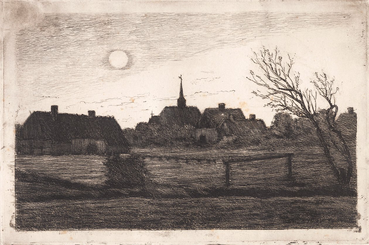 Hornbæk kerk, zomeravond door Carl Locher