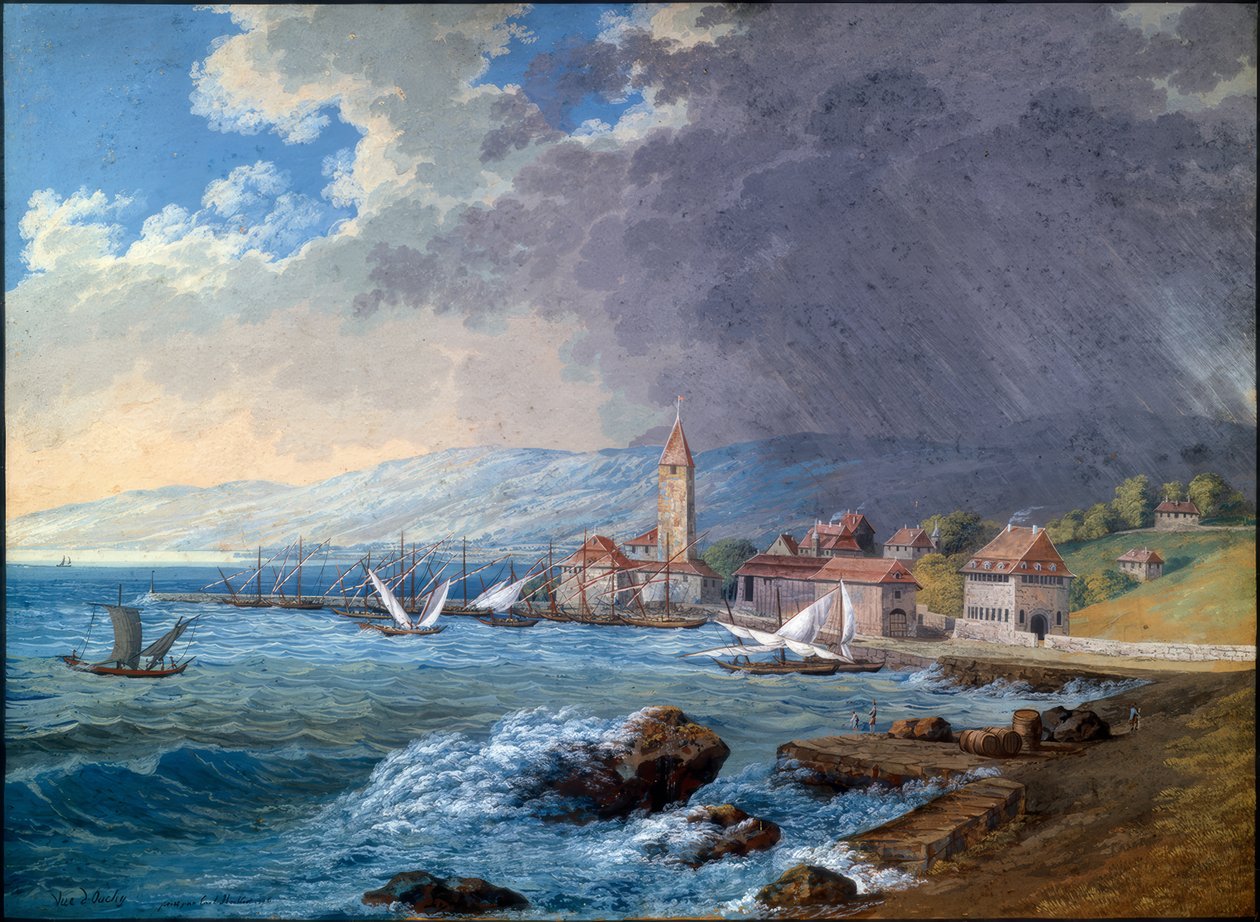 Uitzicht op Ouchy door Carl Ludwig Hackert