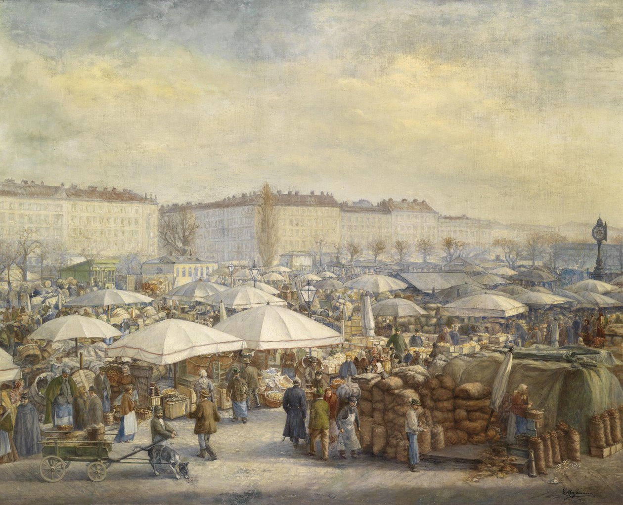 Drukte op de Naschmarkt (Wenen) door Carl Massmann