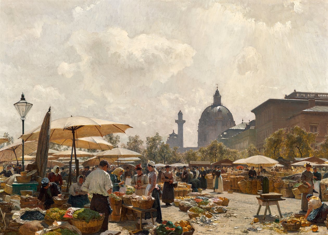 De Naschmarkt in Wenen door Carl Moll
