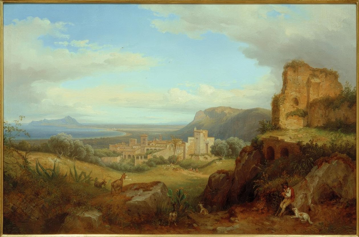 Uitzicht op Terracina door Carl Morgenstern