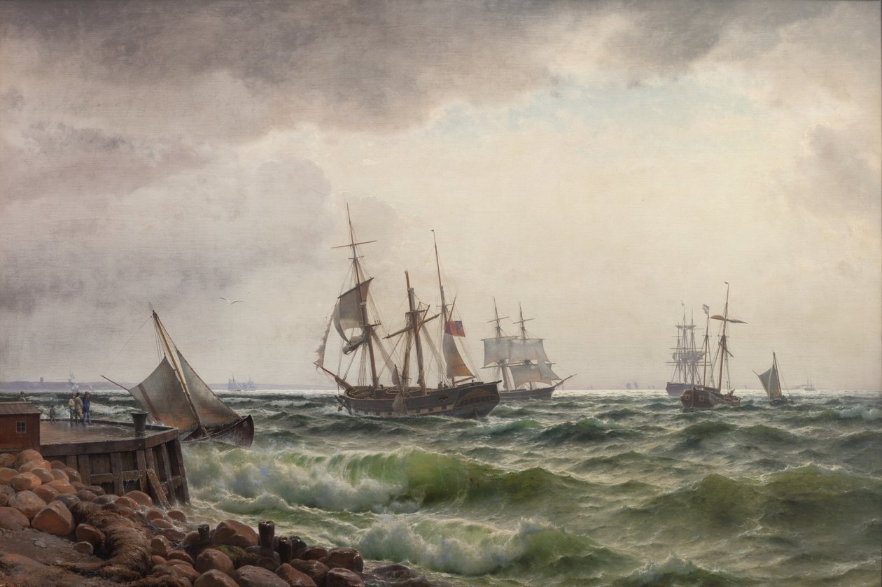Schepen onder de kust na een bui door Carl Neumann
