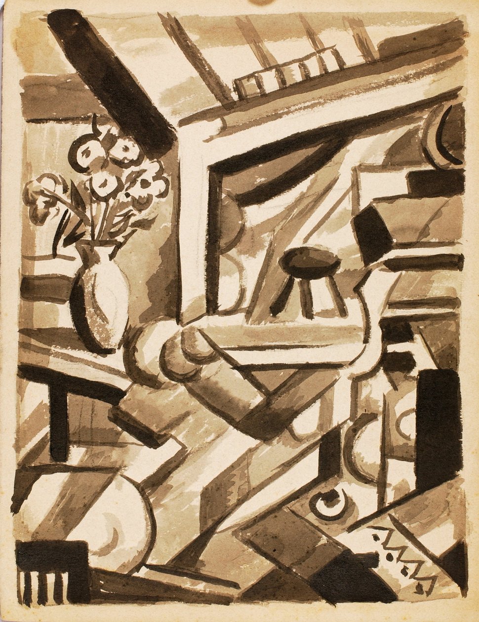 Abstract - Bloemen in Links door Carl Newman