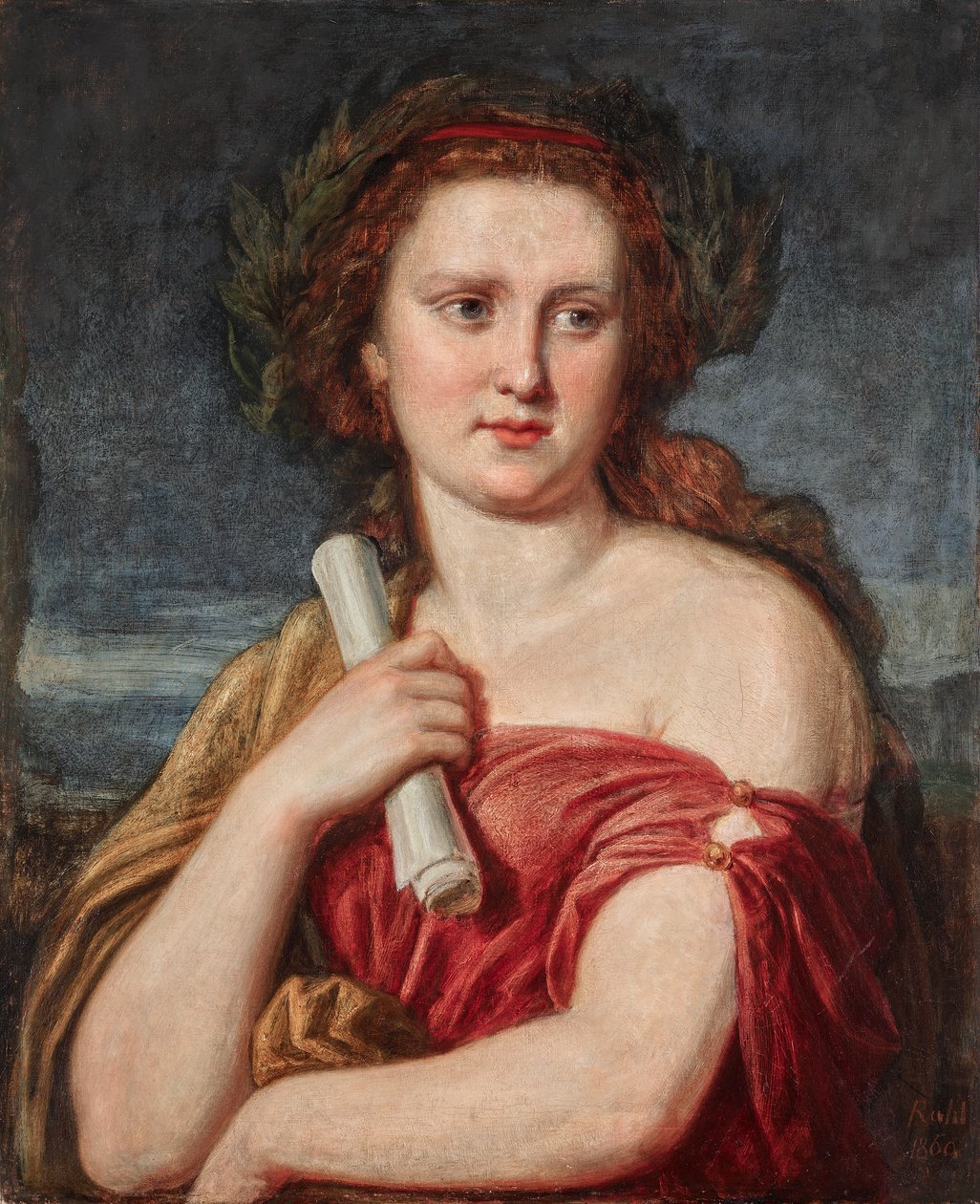 Portret van een jonge dame (Anna von Lieben?) door Carl Rahl