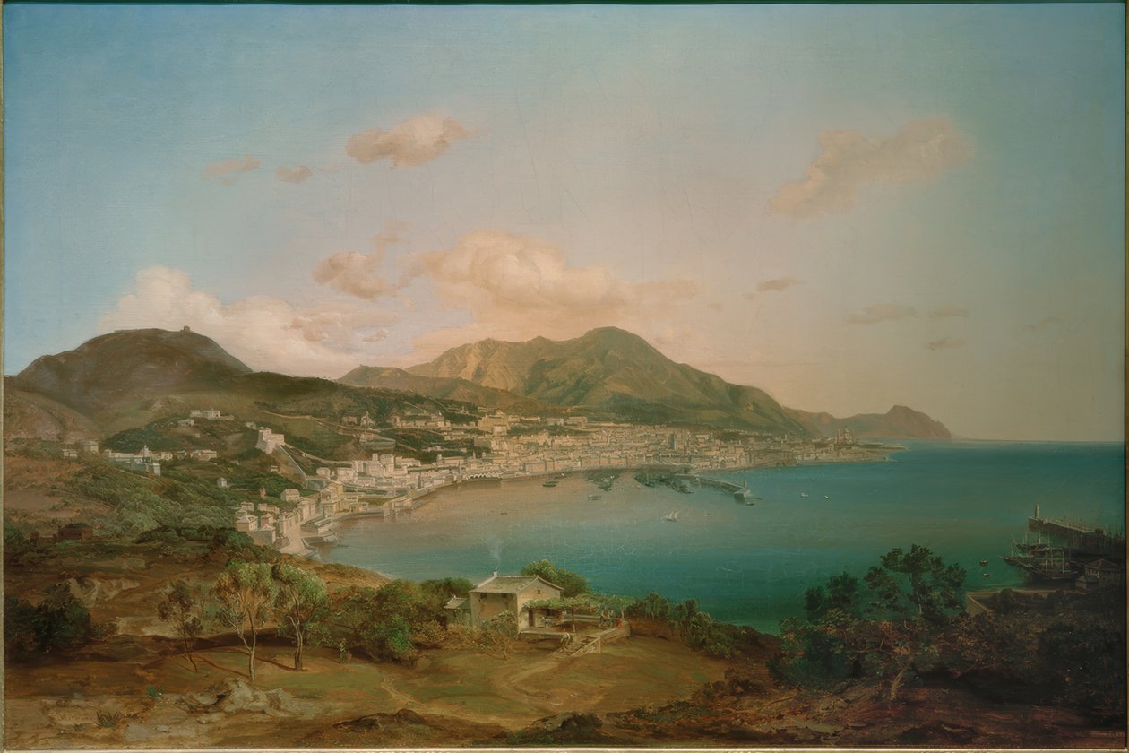 Uitzicht over Genua door Carl Rottmann