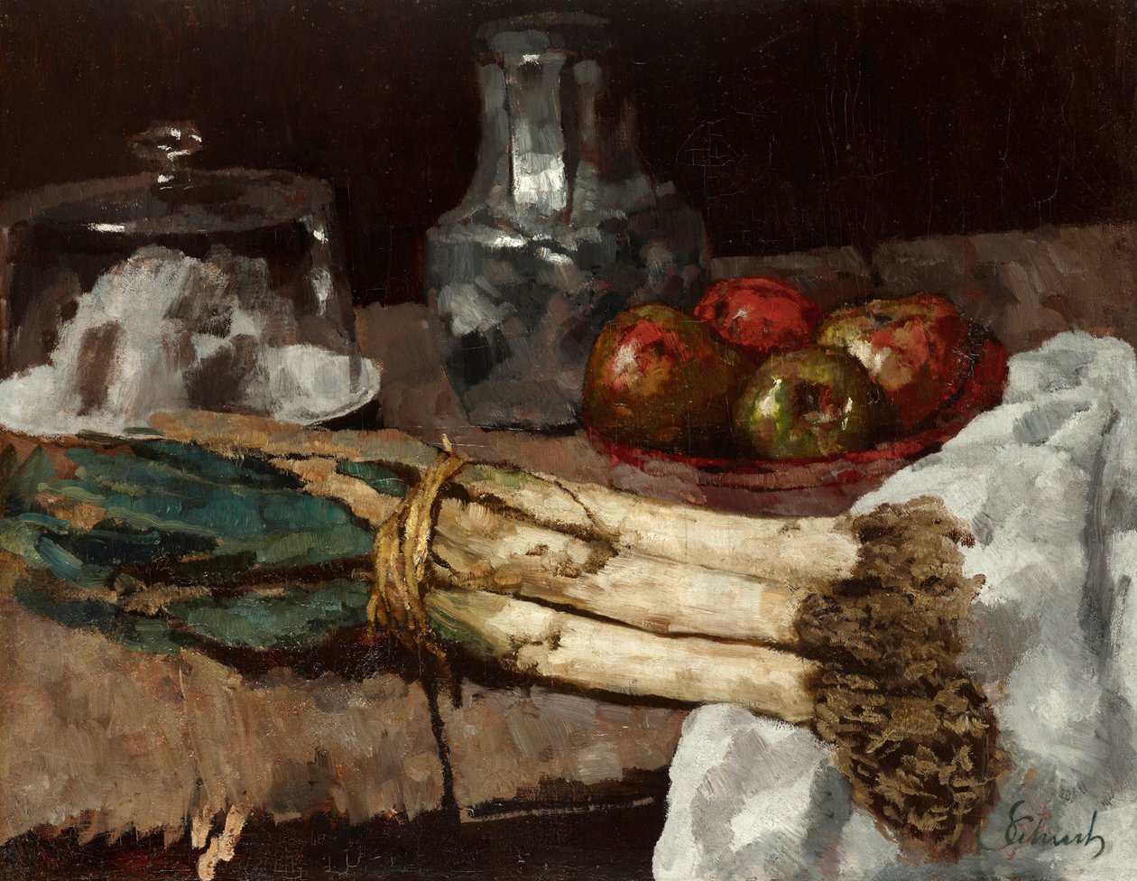 Stilleven met prei door Carl Schuch