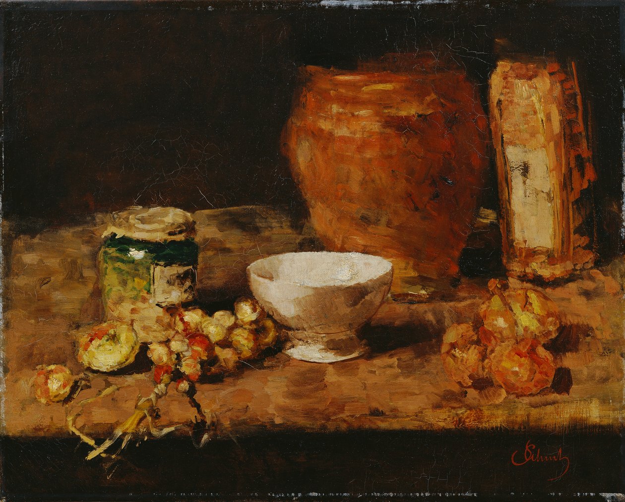 Stilleven met witte schaal door Carl Schuch