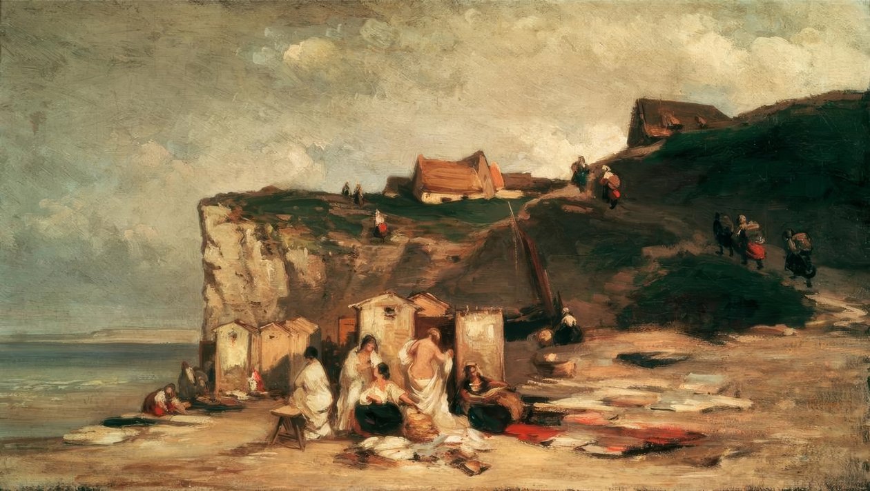 Badende vrouwen aan zee bij Dieppe III door Carl Spitzweg