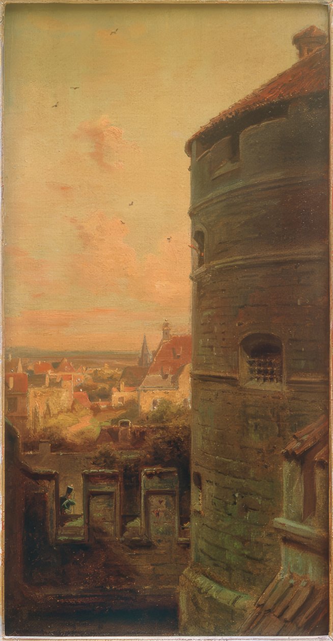 De Faulturm in Rothenburg ob der Tauber door Carl Spitzweg