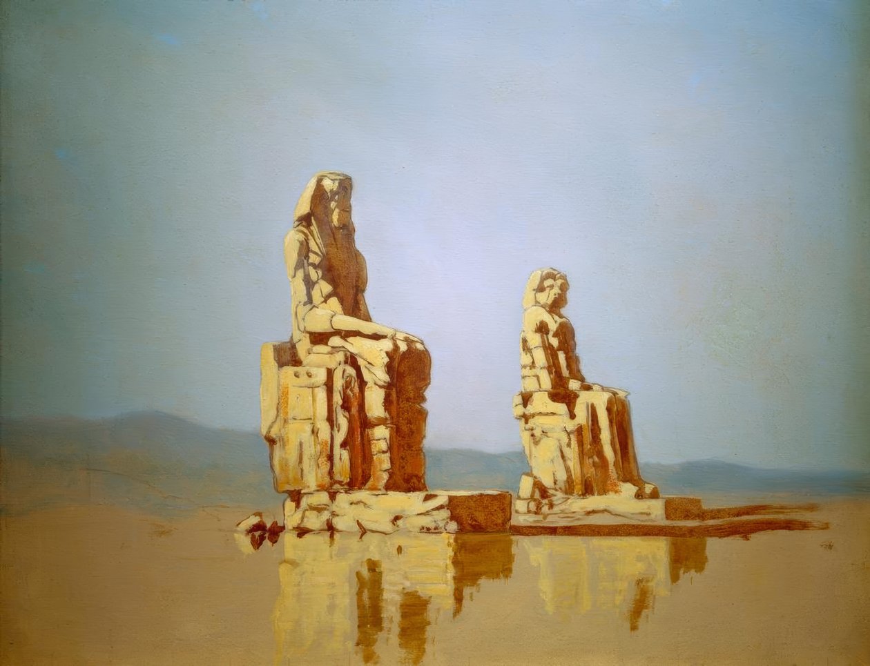 De zogenaamde Memnon-kolossen in Egypte door Carl Spitzweg