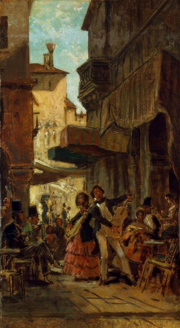 Italiaanse straatzangers door Carl Spitzweg