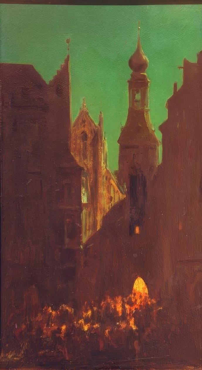 Marienplatz in München door Carl Spitzweg