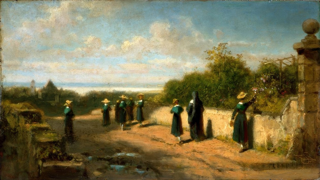 Wandelend meisjesinternaat door Carl Spitzweg