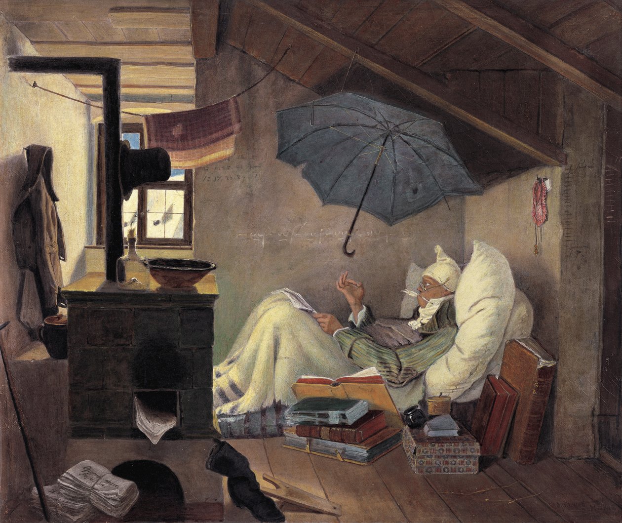 De Arme Dichter, 1839 door Carl Spitzweg