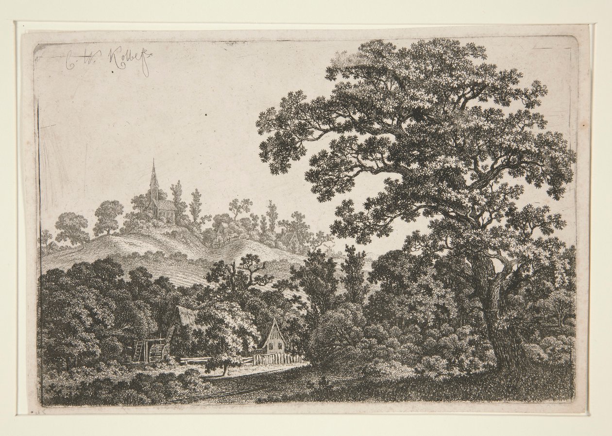 Landschap met molen door Carl Wilhelm Kolbe the elder