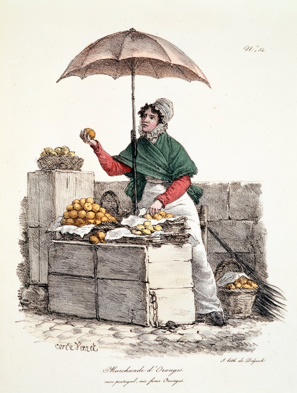 Sinaasappelverkoper, prent gemaakt door Delpech, 1808 door Carle Vernet