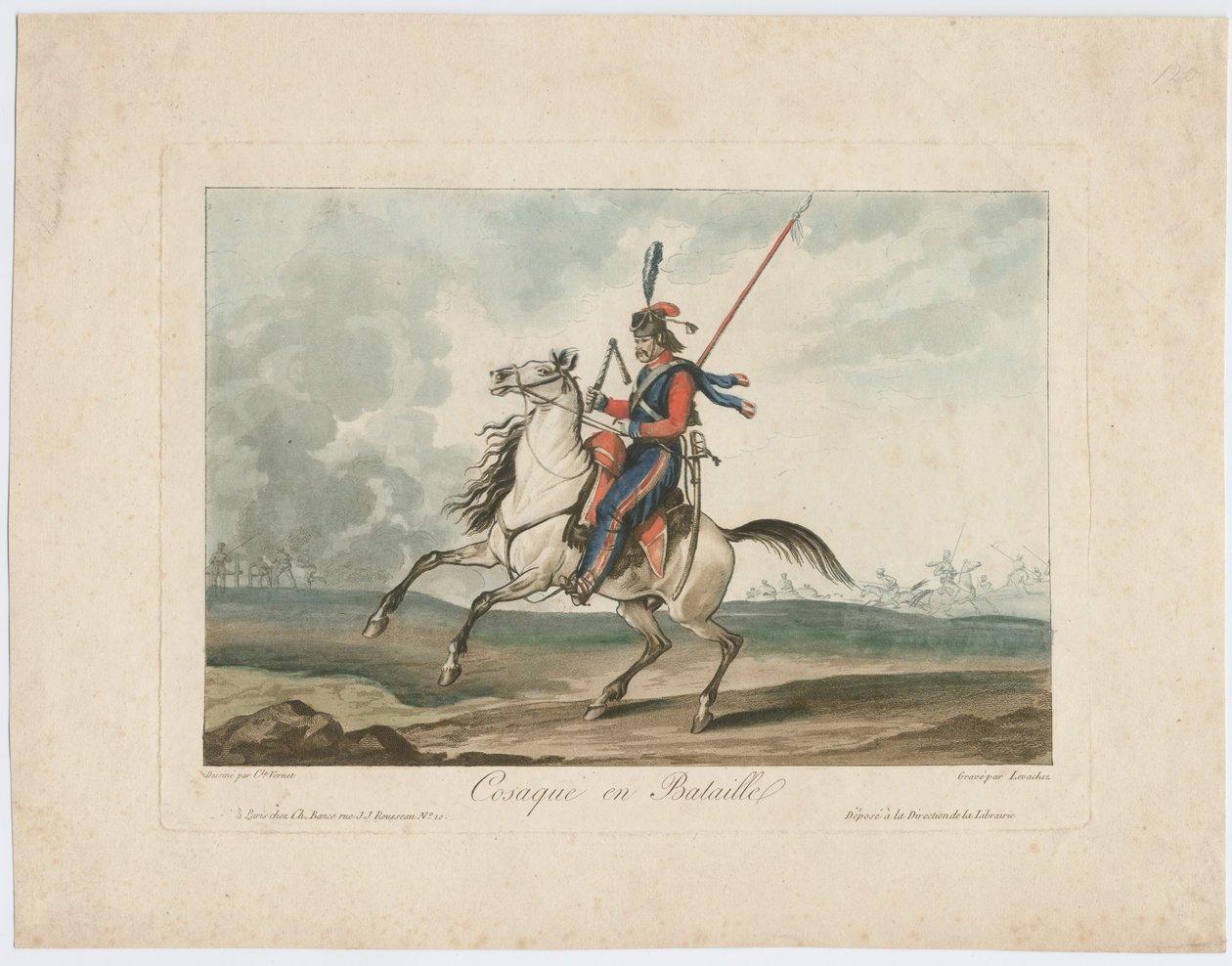 Kozak in de strijd, 1815 door Carle Vernet