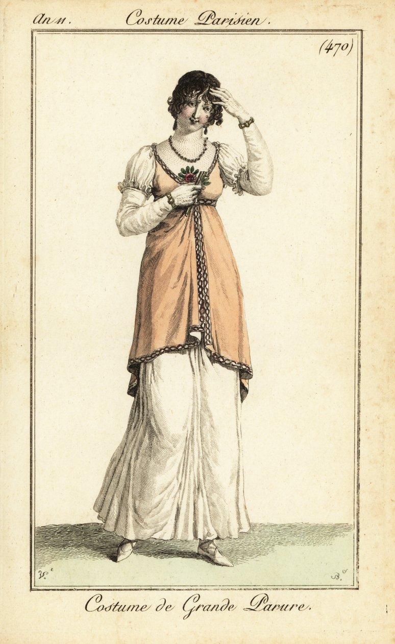 Vrouw in zeer formele kleding, Parijs door Carle Vernet