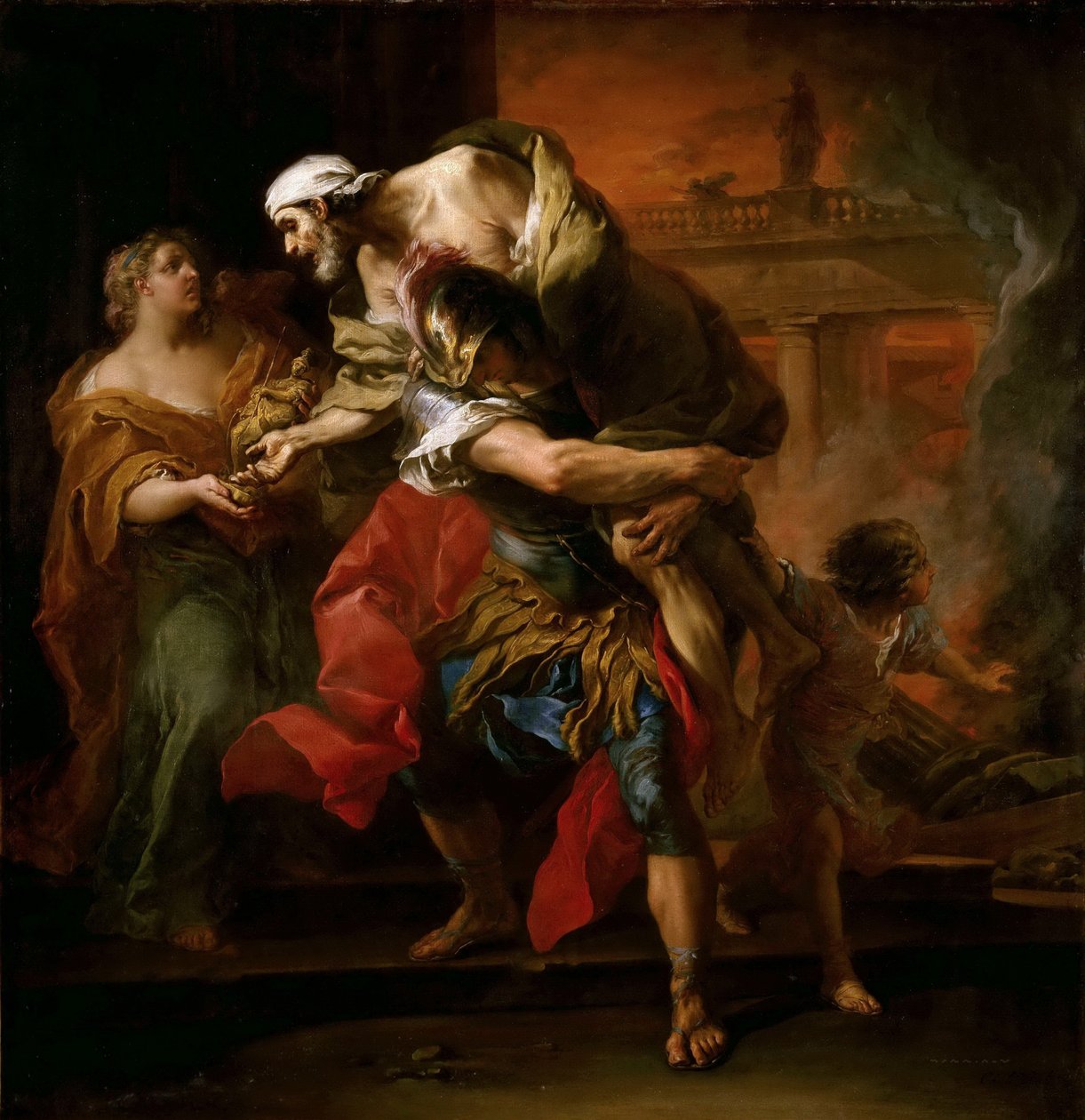 Aeneas draagt Anchises door Carle van Loo