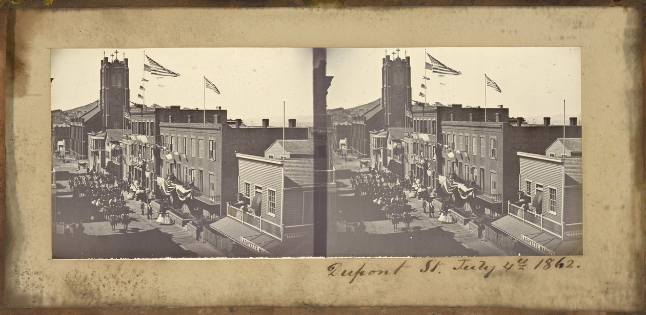 (Dupont Street, 4 juli 1862) door Carleton E. Watkins