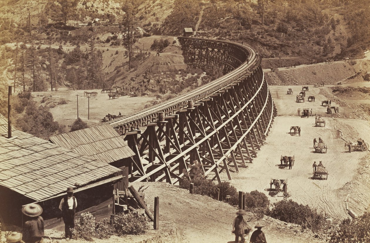 Brug op de Central Pacific Railroad door Carleton E. Watkins