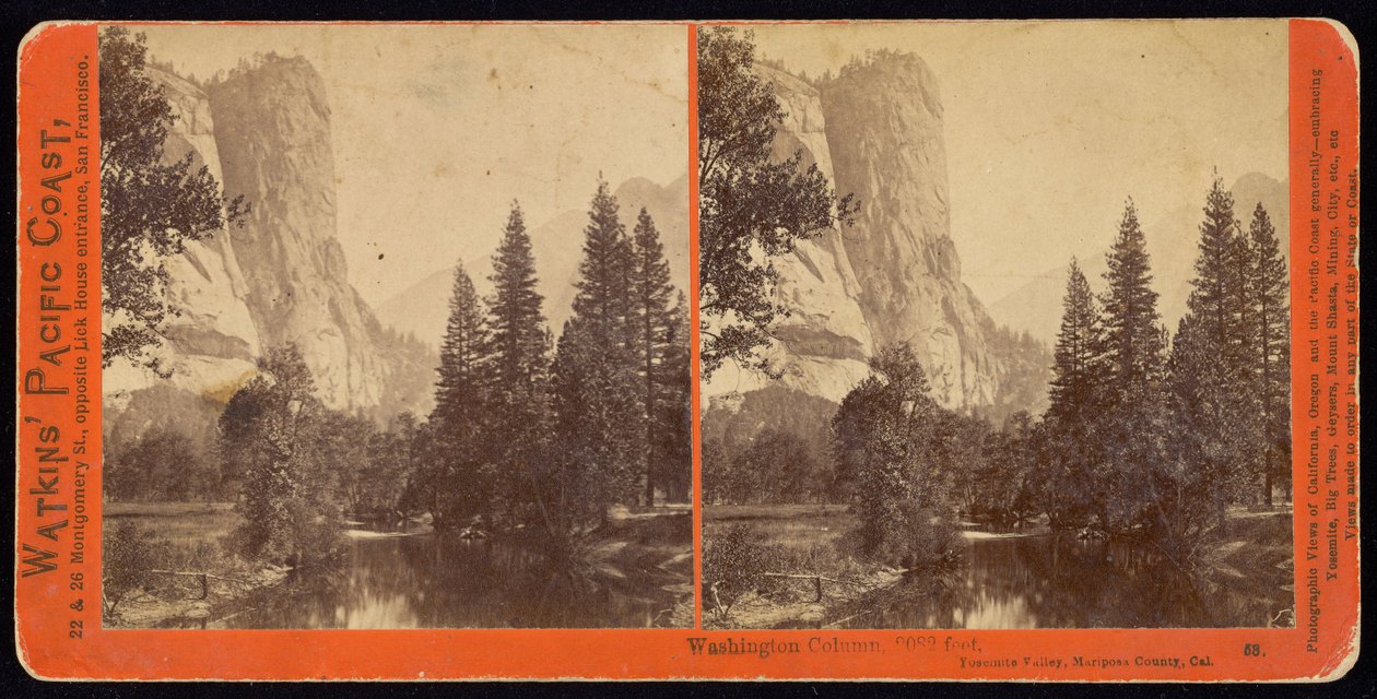 Washington Kolom, 2082 ft, Yosemite Valley, Mariposa County, Cal. door Carleton E. Watkins