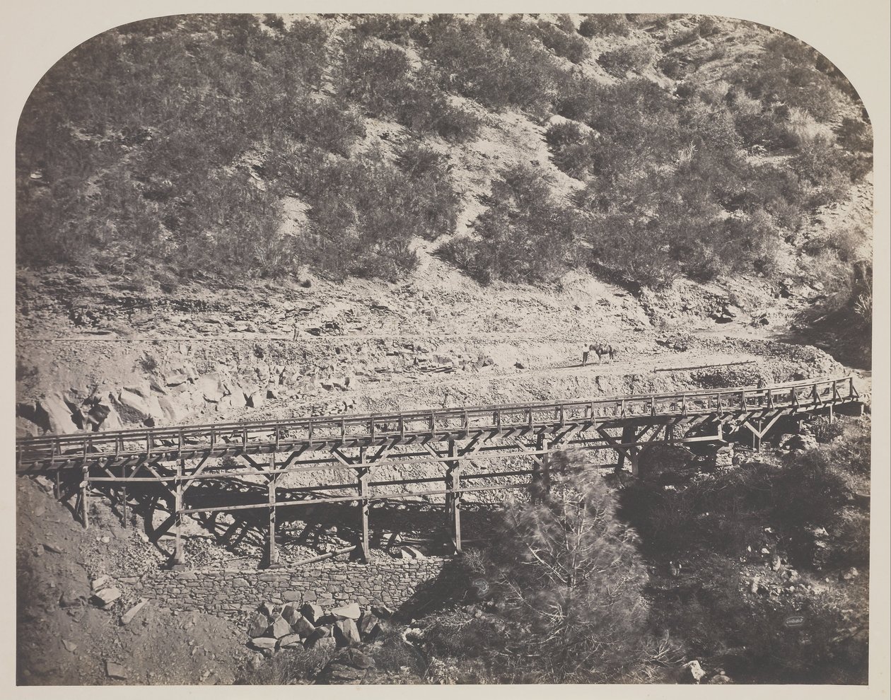 Spoorbrug, Cape Horn, Mariposa County door Carleton Watkins