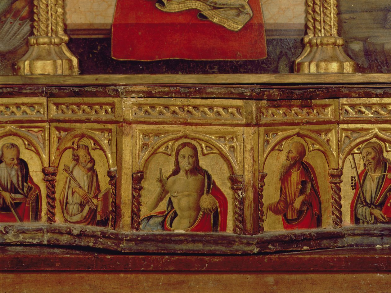 Christus met St. Peter en St. Paul, van de predella van het San Martino polyptych (detail) door Carlo Crivelli