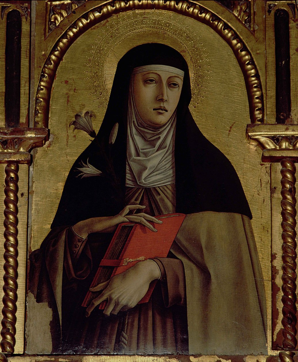 St. Clara, detail van het Santa Lucia drieluik door Carlo Crivelli