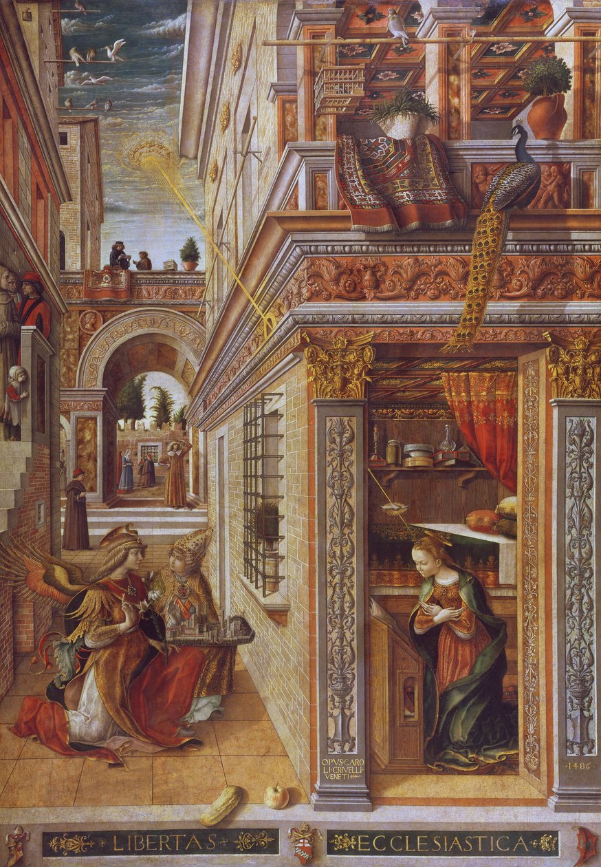 De Annunciatie met St. Emidius door Carlo Crivelli