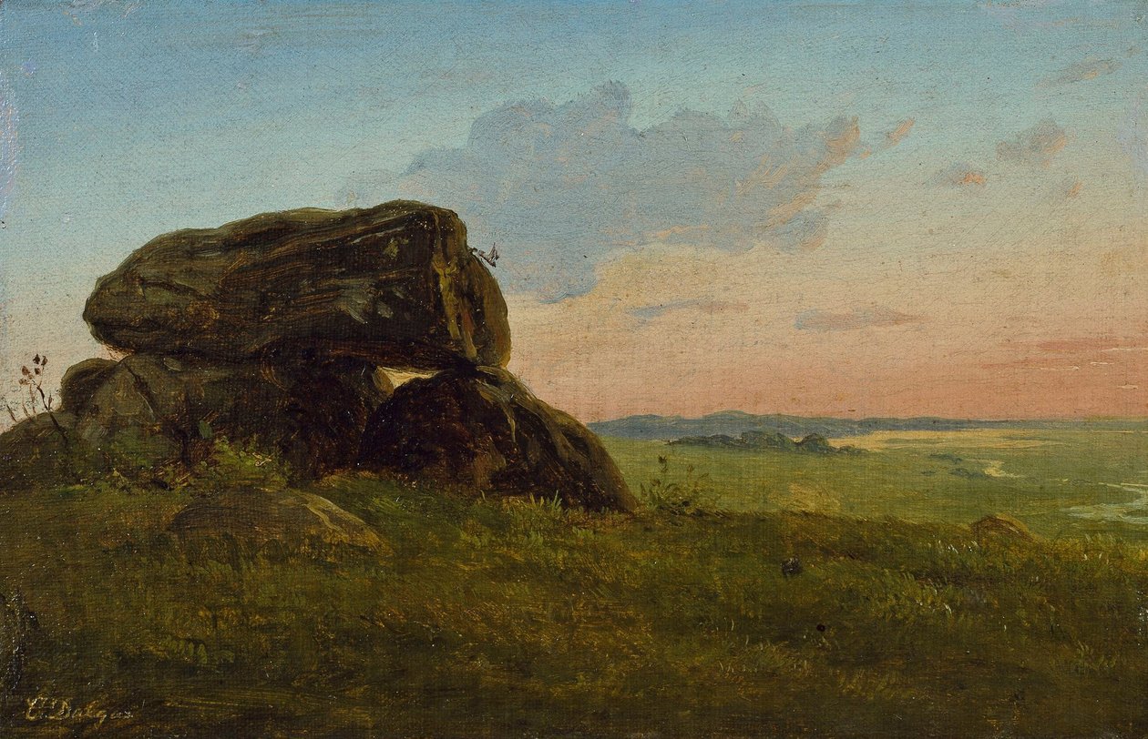 Avondlandschap met een Dolmen. Studie. door Carlo Dalgas
