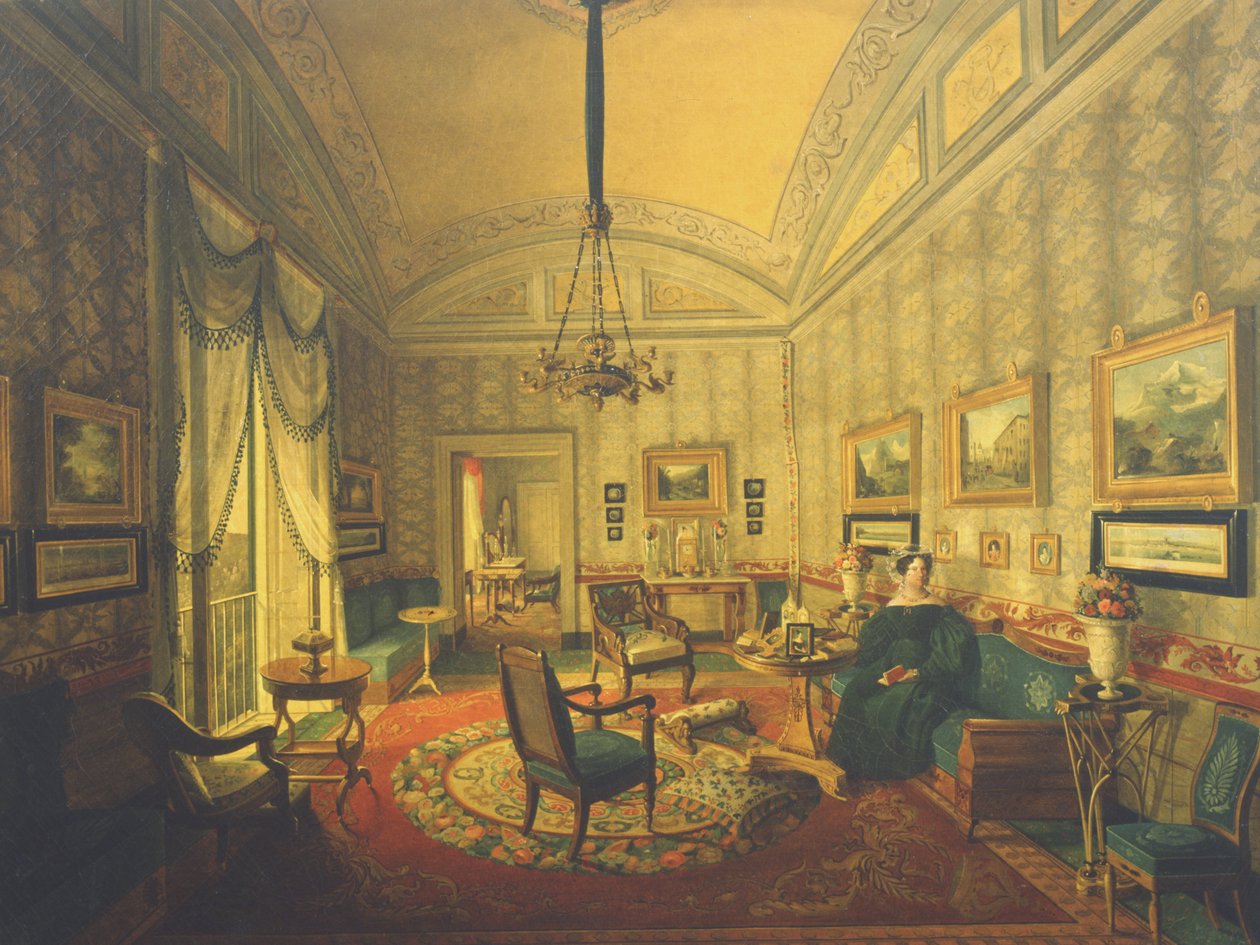 Koningin Maria Isabella van Napels in haar appartement in de Reggia di Capodimonte door Carlo de Falco