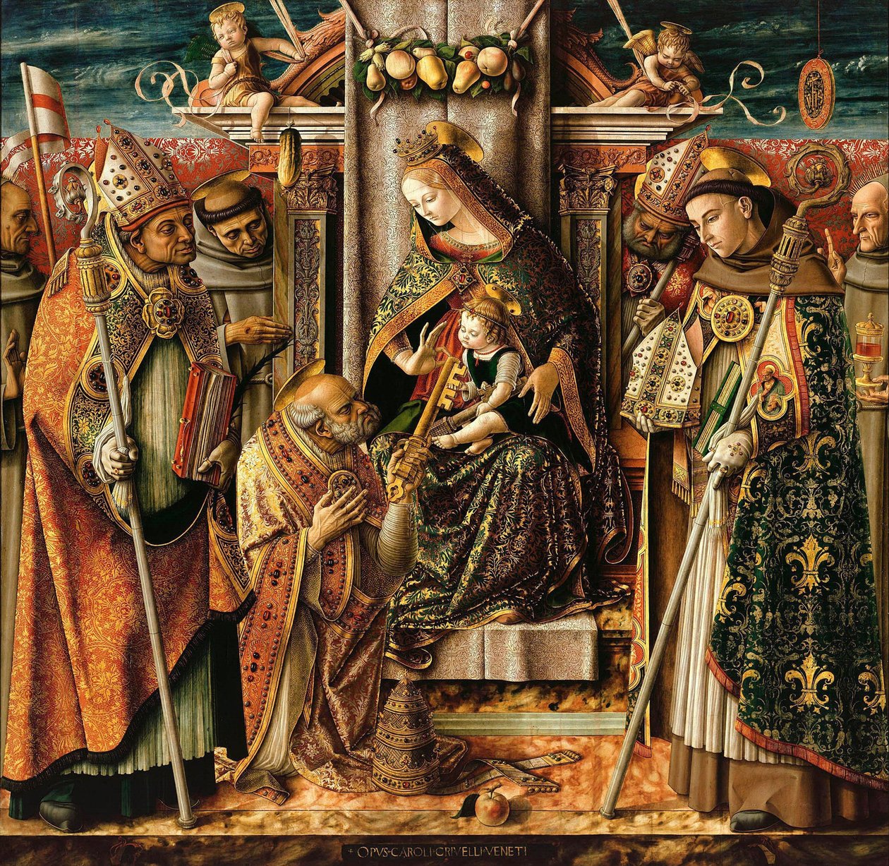 De overhandiging van de sleutels, ca. 1490 door Carlo Crivelli