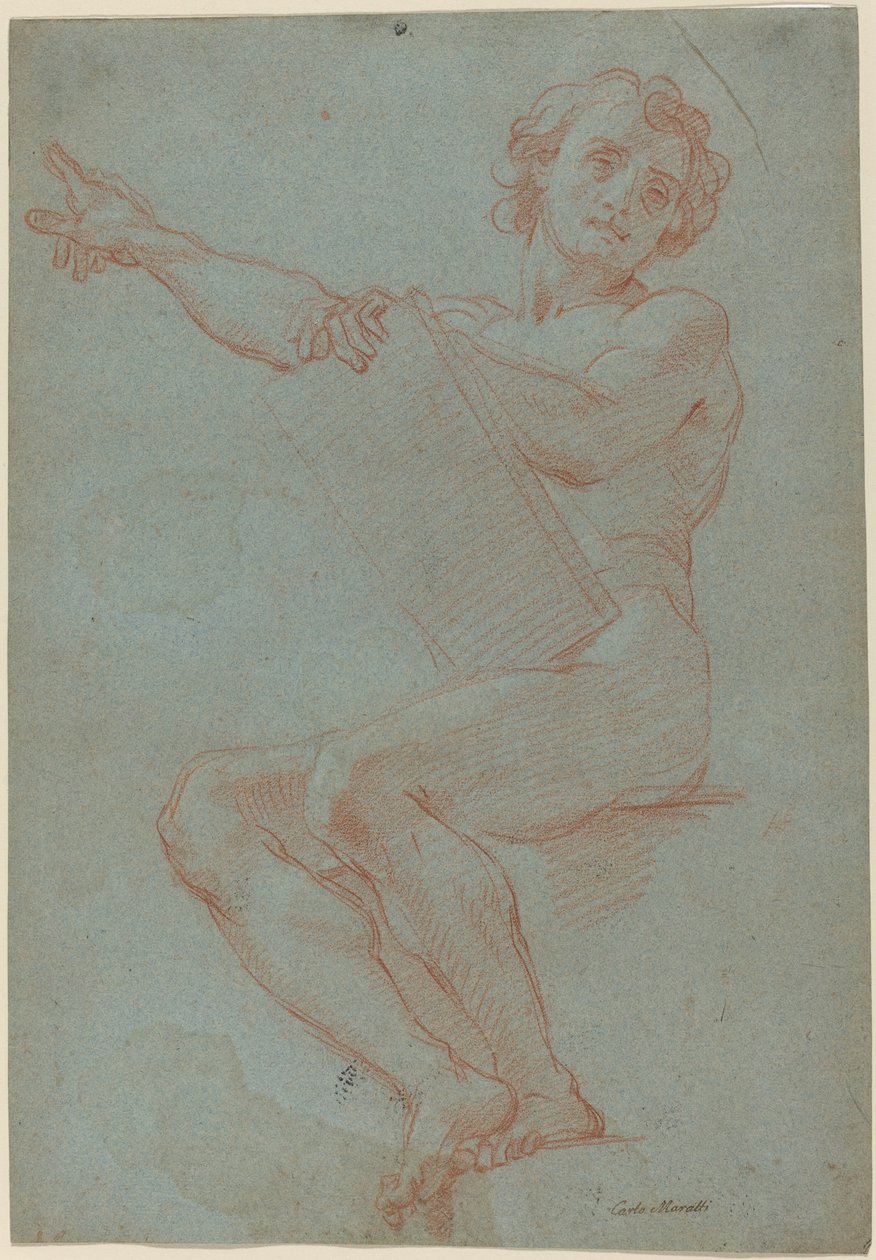Zittende Man met een Tablet door Carlo Maratta