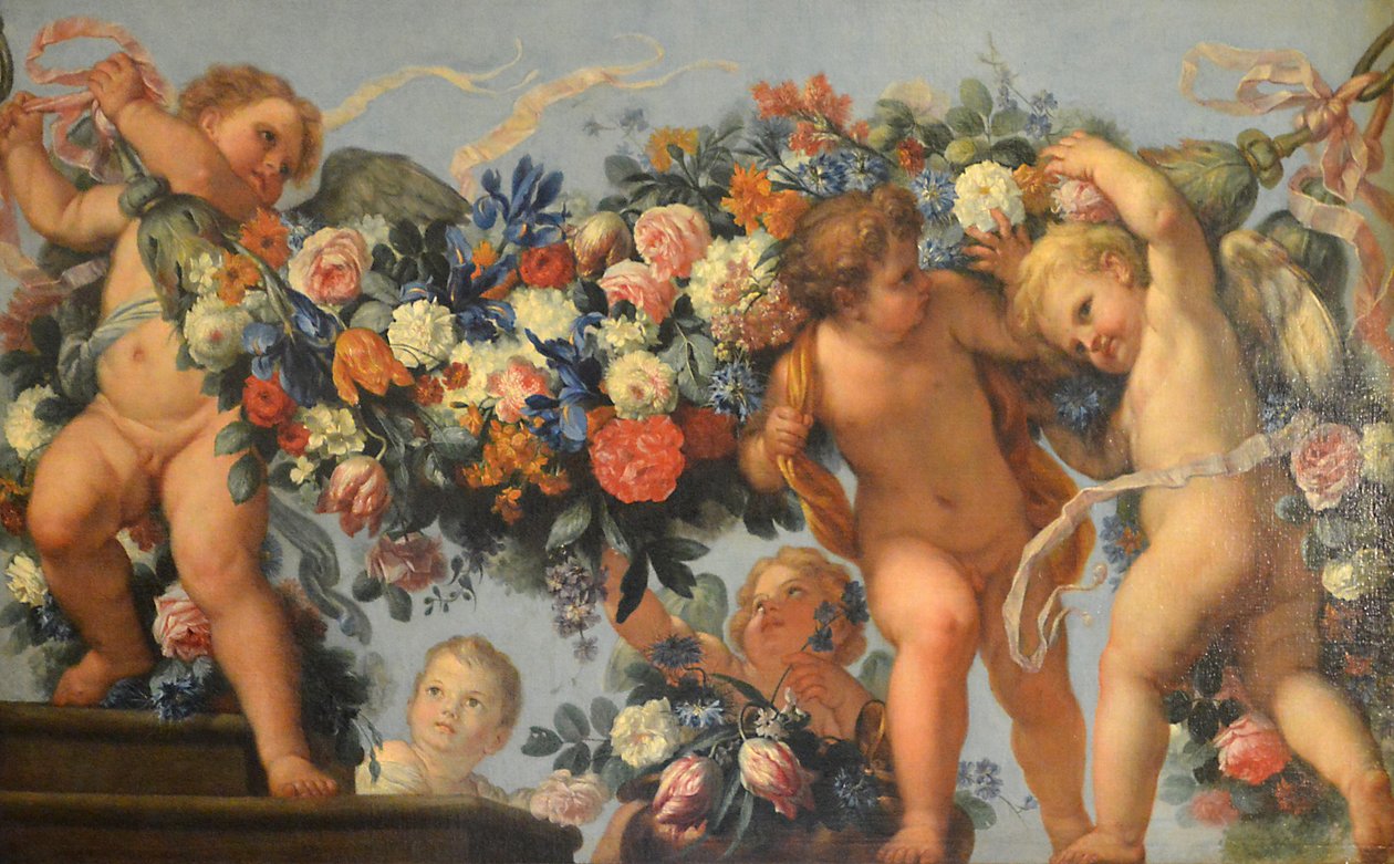 Liefde en bloemenslingers door Carlo Maratta