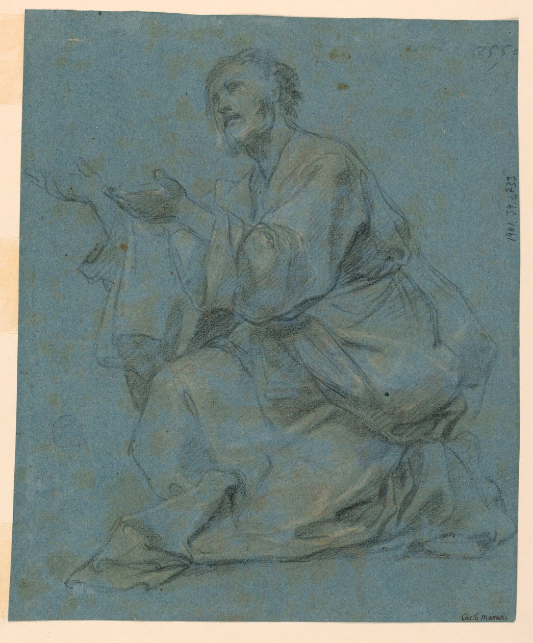 Tekening, Studies: Twee zittende mannen, 1650-1675 door Carlo Maratti