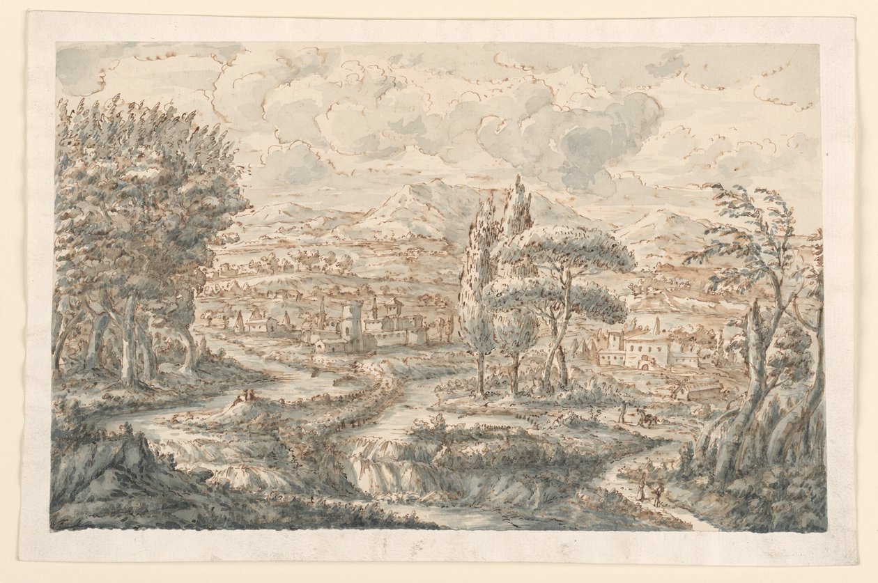 Tekening, Een vallei, 1750-70 door Carlo Marchionni