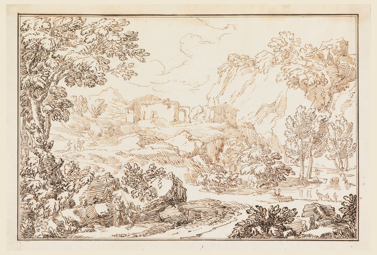 Tekening, Een landschap, 1770-86 door Carlo Marchionni
