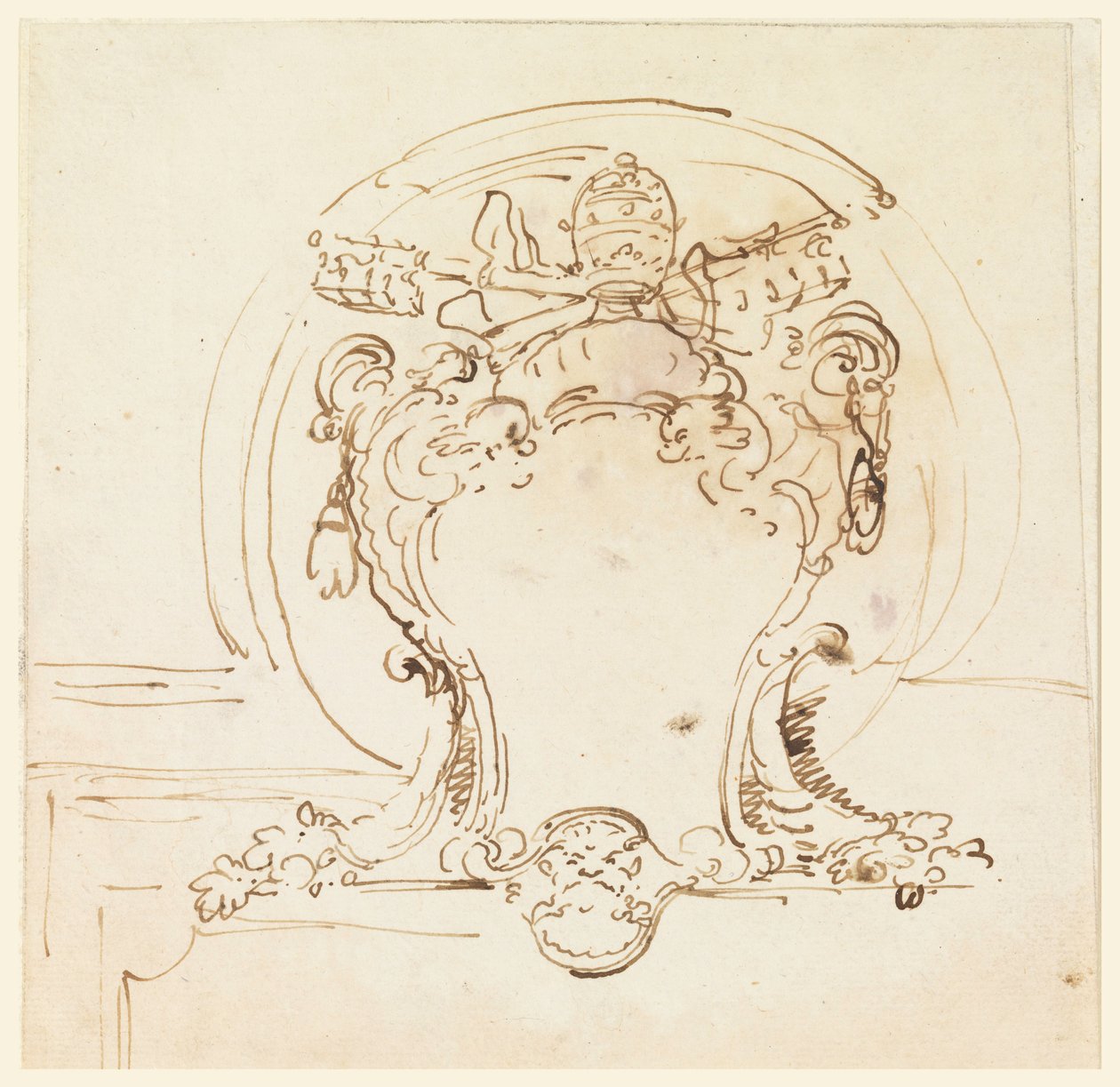 Tekening, Pauselijk wapenschild, 1740-58 door Carlo Marchionni