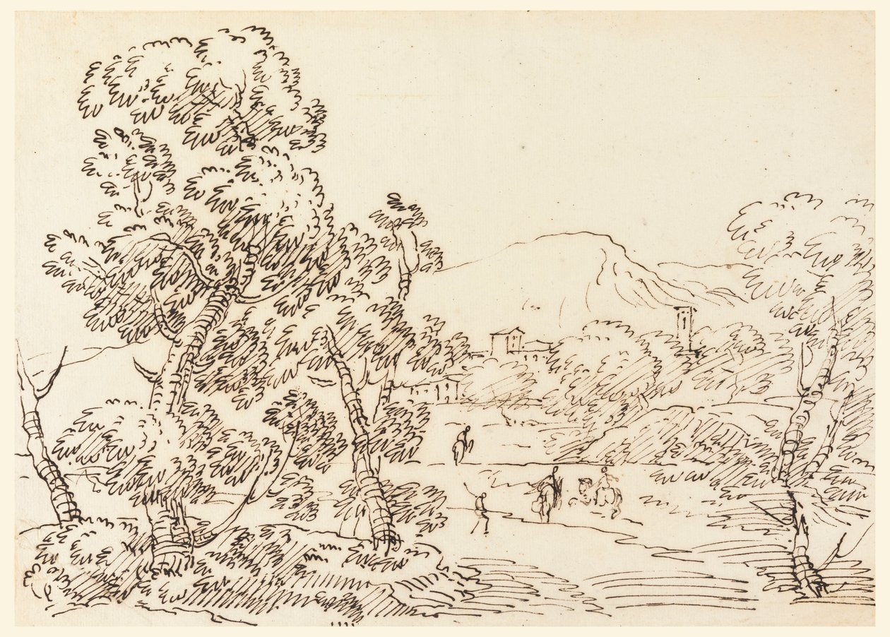 Tekening, Boslandschap, 1750-1770 door Carlo Marchionni