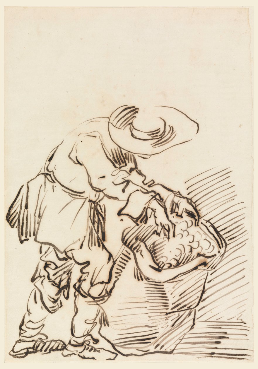 Tekening, Werkende boer, 1728-78 door Carlo Marchionni