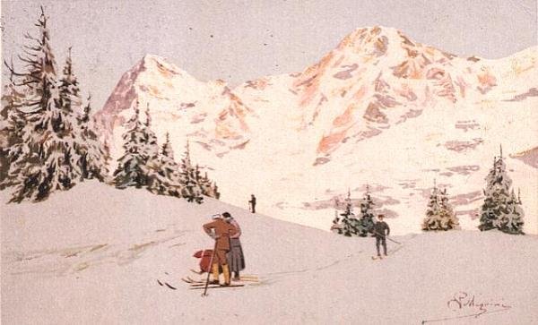 Sneeuwlandschap bij Wengen door Carlo Pellegrini